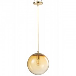 Lampe boule suspendue en verre ocre 29x29x192 cm