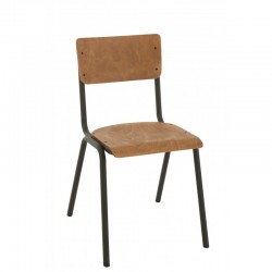 Chaise réglable en velours marron 52x43x82 cm