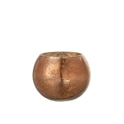 Photophore en verre marron 15x15x12 cm