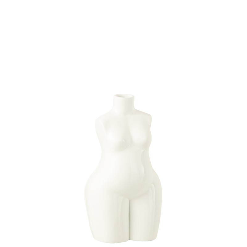 Jarrón busto mujer en cerámica blanca 17x13x31.5 cm