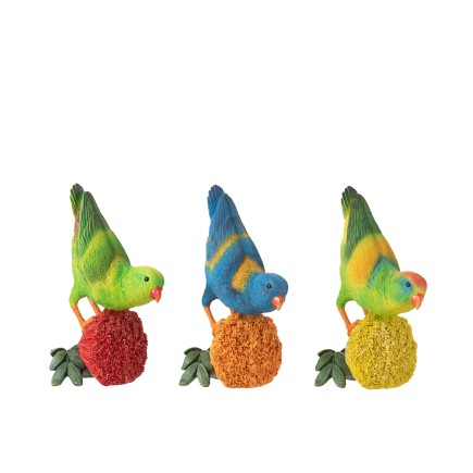 Perroquet sur fleur en polyresine multicolore 12x9x16.5 cm