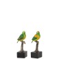 Moineau sur socle en polyresine multicolore 8.5x8x21.5 cm assortiment de 2