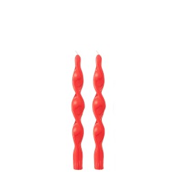 Caja de 2 velas torcidas 3h en parafina roja 7.5x3x26 cm