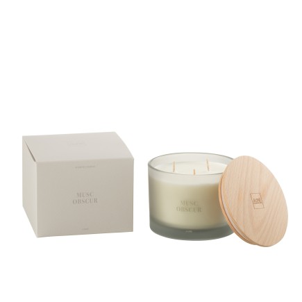 Vela perfumada «Musc Obscur» 28h en parafina blanca 11.5x1.5x10 cm