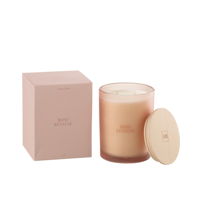 Vela perfumada «Rosa Soñadora» 52h en parafina blanca 10.5x10.5x14 cm