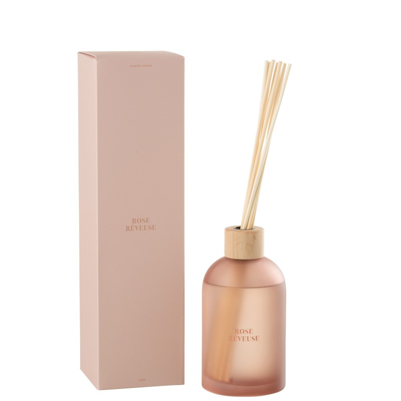Diffuseur d’accords essentiels «Rose Rêveuse» 500ml en verre 9.5x9.5x35.5 cm