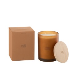 Vela perfumada «Ámbar Íntimo» 52h en parafina blanca 10.5x10.5x14 cm