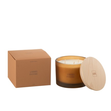 Vela perfumada «Ámbar Íntimo» 28h en parafina blanca 11.5x1.5x10 cm