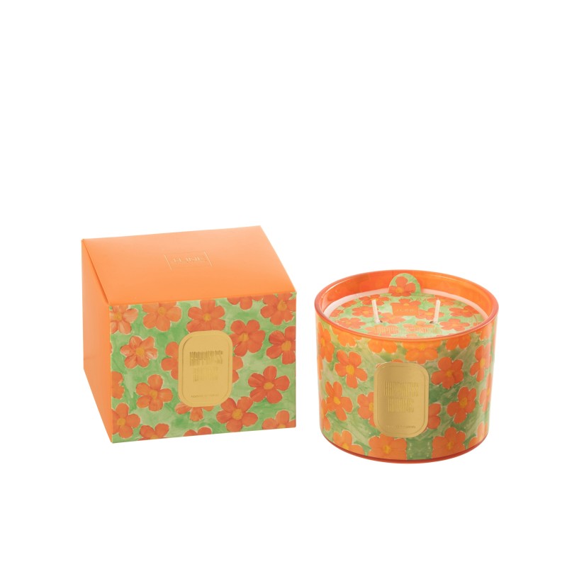 SC CANDLE FLOWERS ORA/GR S-30H