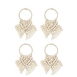 S/4 NAPKIN RING MACR POLY BEI