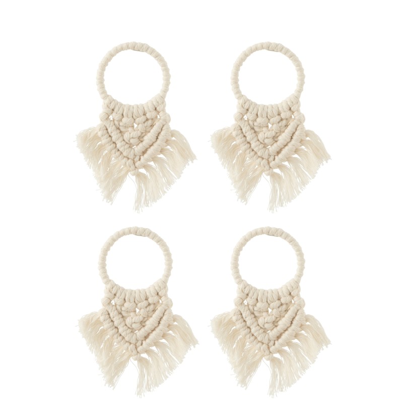 S/4 NAPKIN RING MACR POLY BEI