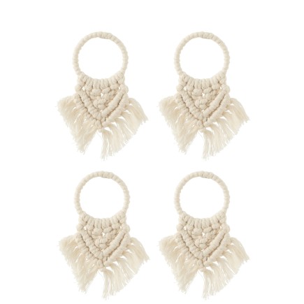 S/4 NAPKIN RING MACR POLY BEI