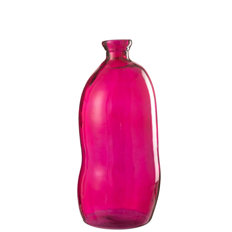 Vase ovale en verre fuchsia 34x34x73 cm