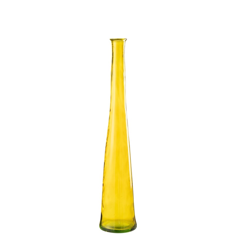 Jarrón alto de vidrio amarillo 18x18x100 cm
