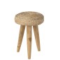 Taburete redondo de teca beige 30x30x40 cm