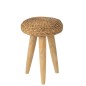 TABOURET ROND TECK/JAC EAU NAT