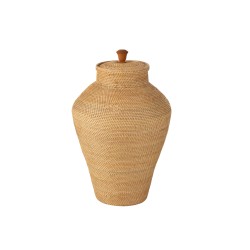 VASE COUVERCLE ROTIN NAT