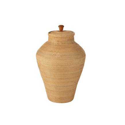 VASE COUVERCLE ROTIN NAT