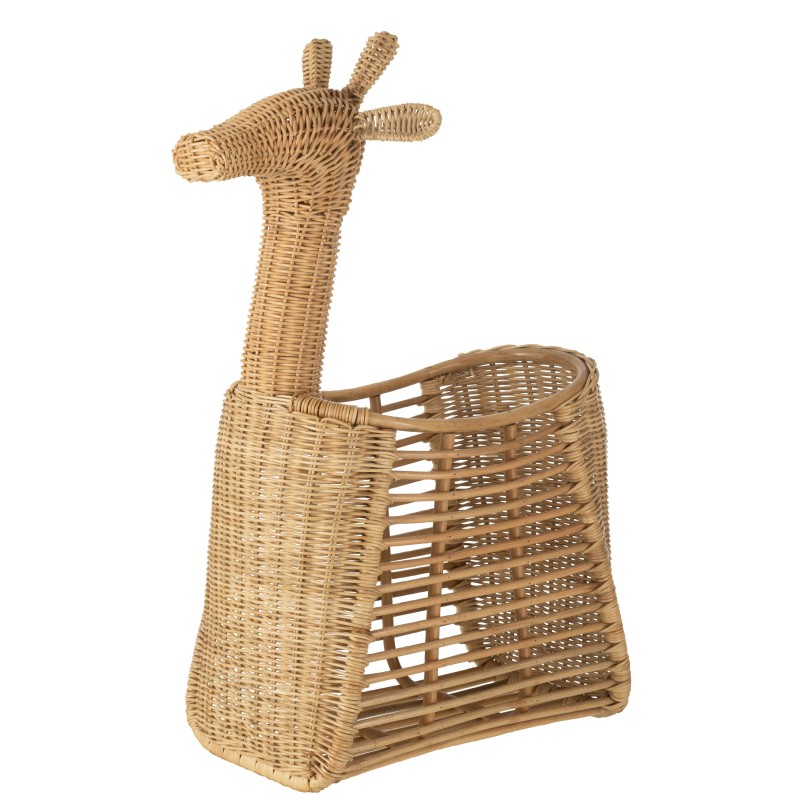 Panier girafe en rotin beige 29x58x83 cm
