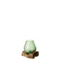 Vase sur pied bois en verre recyclé vert 13x13x17 cm