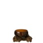 Vase sur pied bois en verre recyclé marron 14x14x9 cm