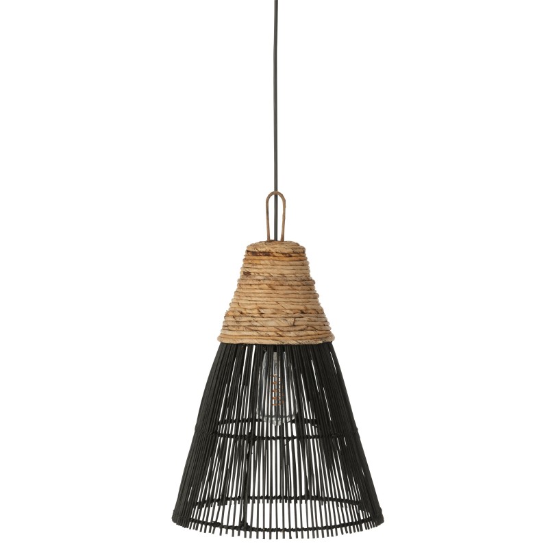 Abat-jour conique en rotin noir 31.5x31.5x42 cm
