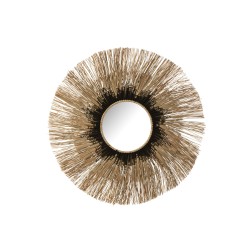 Specchio rotondo in rafia marrone D.101 cm