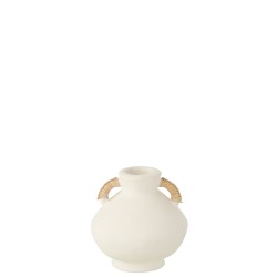 Pequeño jarrón de terracota blanco 25x25x30 cm