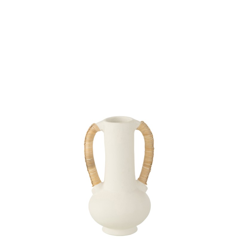 Vase amphore en terracotta blanc 20x20x35 cm