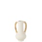 Vase amphore en terracotta blanc 20x20x35 cm