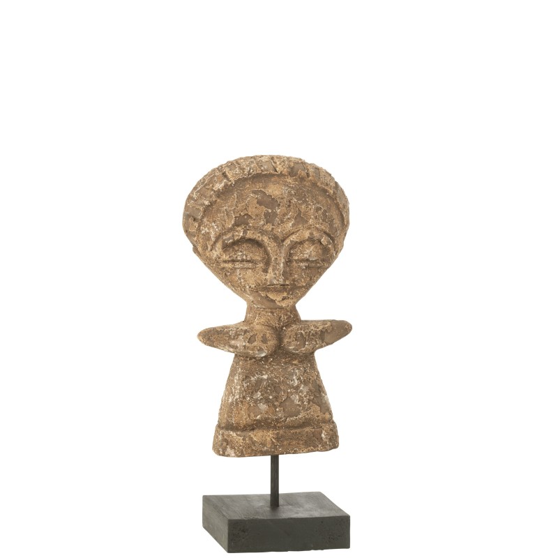 Estatueta ying em madeira de albasia castanha 11x7x31 cm Estatueta ying em madeira de albasia castanha 11x7x31 cm