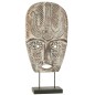 Estatueta máscara com suporte em madeira de albasia bege 39x14x80 cm Estatueta máscara com suporte em madeira de albasia bege 39x14x80 cm