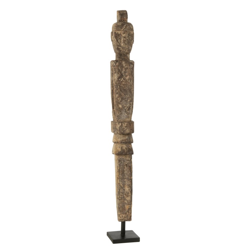 Estatua de madera de albasia marrón en 12x12x90 cm
