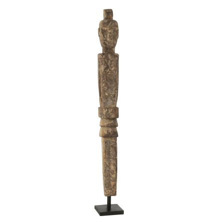 Statue en bois d’albasia marron en 12x12x90 cm