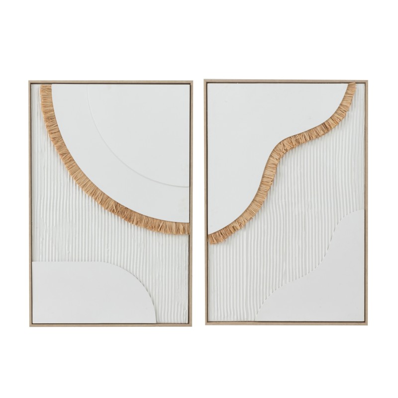 Lienzo Straw en tela blanca 60x90x3.5 cm surtido de 2 Lienzo Straw en tela blanca 60x90x3.5 cm surtido de 2