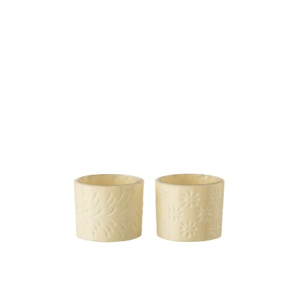Photophore Elise en verre beige 7x7x6.5 cm assortiment de 2