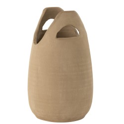 Vaso con manico in ceramica beige 23x23x40 cm