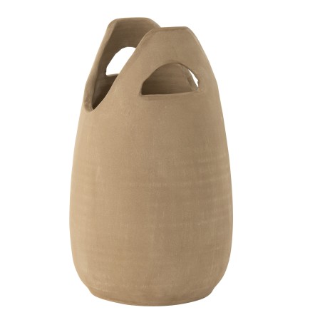 Vaso con manico in ceramica beige 23x23x40 cm