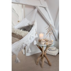 Albero di Natale decorativo in legno e metallo bianco 25x25x58 cm