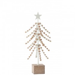 Sapin de Noël décoratif en bois et métal blanc 25x25x58 cm