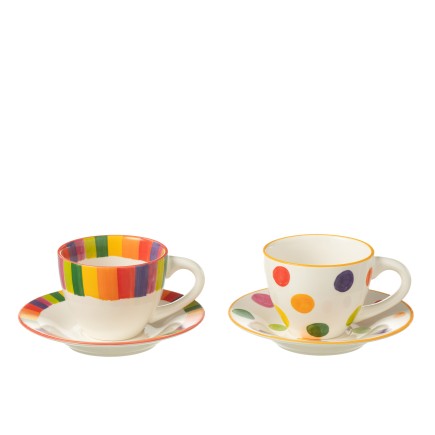 Caja tazas y platillos lunares en porcelana multicolor 14.7x14.7x6.8 cm