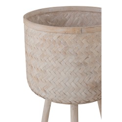 Set di 3 fioriere su base in legno naturale 37x37x76 cm
