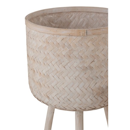Set di 3 fioriere su base in legno naturale 37x37x76 cm