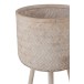 Set di 3 fioriere su base in legno naturale 37x37x76 cm Set di 3 fioriere su base in legno naturale 37x37x76 cm
