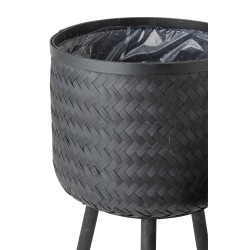 Set di 3 fioriere su supporto in legno nero 37x37x76 cm