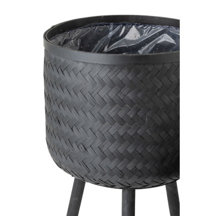 Set de 3 cache-pots sur pied en bois noir 37x37x76 cm