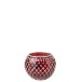 Photophore boule en verre avec mosaïques rouge