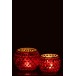 Photophore boule en verre avec mosaïques rouge
