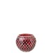 Photophore boule en verre avec mosaïques rouge