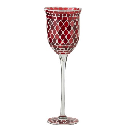 Photophore en verre rouge 12x12x40 cm